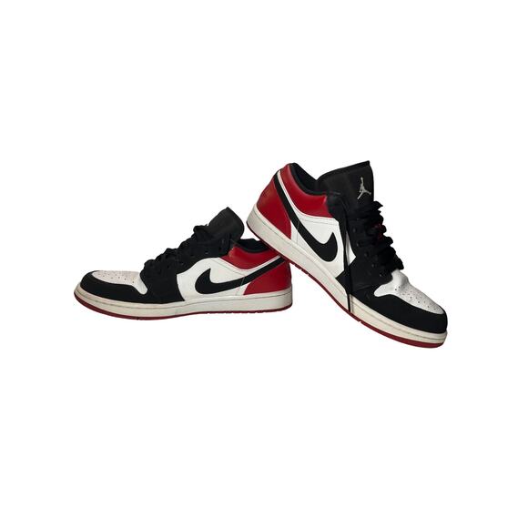 Nike Air Jordan 1 Low Black Toe Gym Red White Men’s Size 10 553558‑116 - Picture 10 of 12